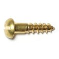 Midwest Fastener Wood Screw, #8, 3/4 in, Plain Brass Round Head Slotted Drive, 40 PK 61692